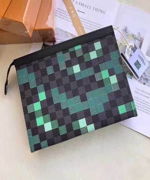 LV Pochette Voyage MM Pixel Monogram Green