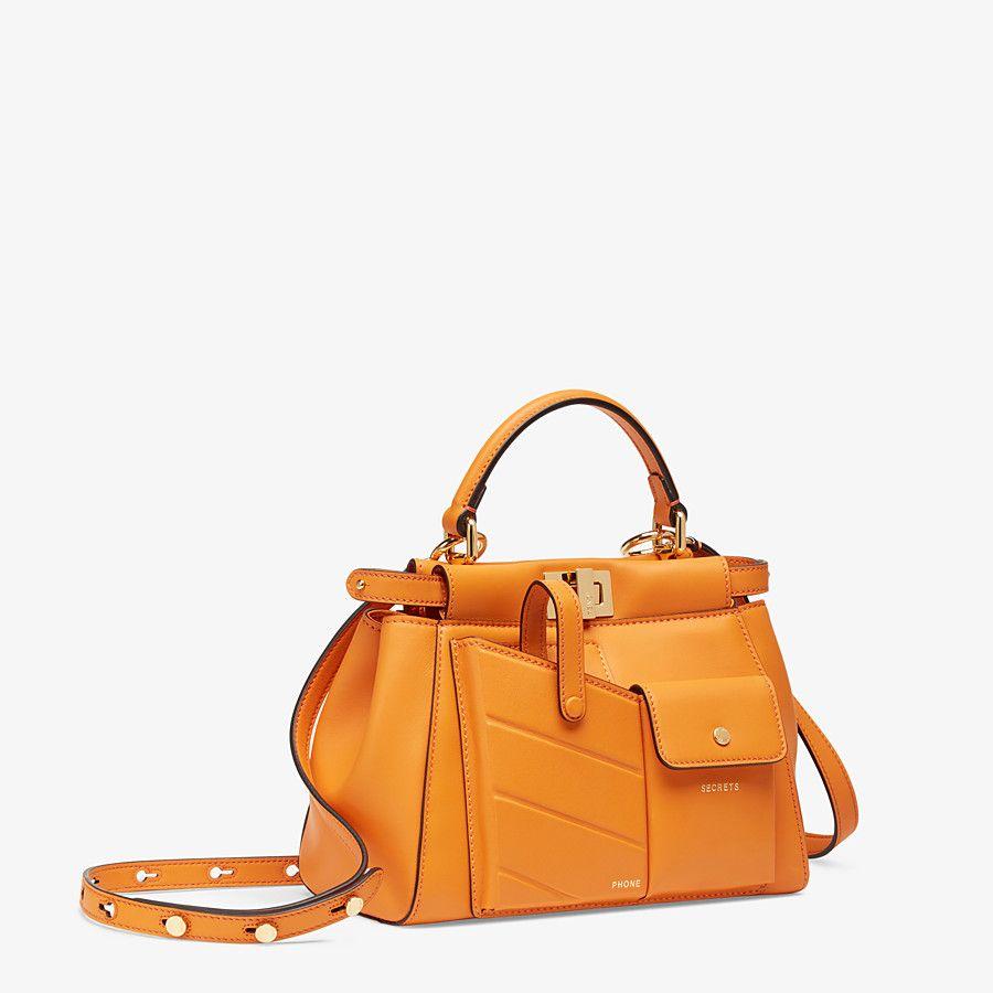 Fendi Peekaboo Iconic Mini Orange Leather Bag