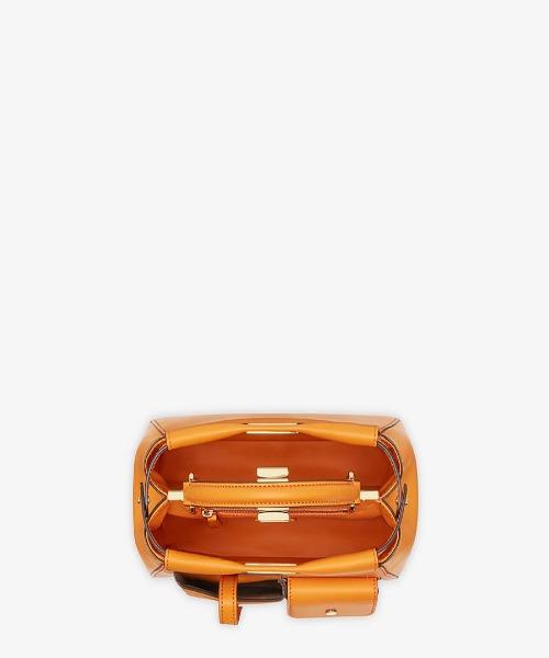 Fendi Peekaboo Iconic Mini Orange Leather Bag