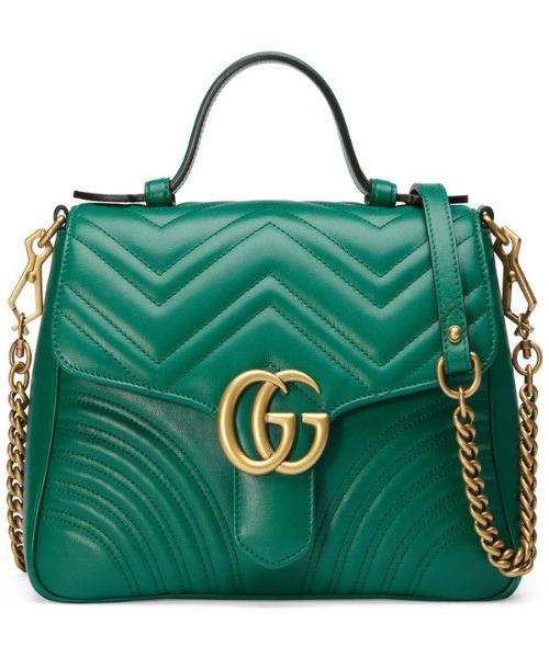 Gucci GG Marmont Small Top Handle Bag Emerald Matelassé
