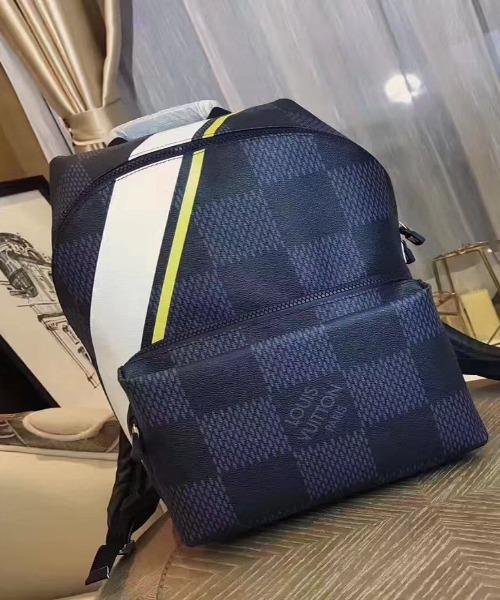 LV Apollo Backpack Damier Cobalt Canvas Yellow