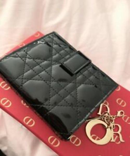 Lady Dior Calfskin Card Holder Black