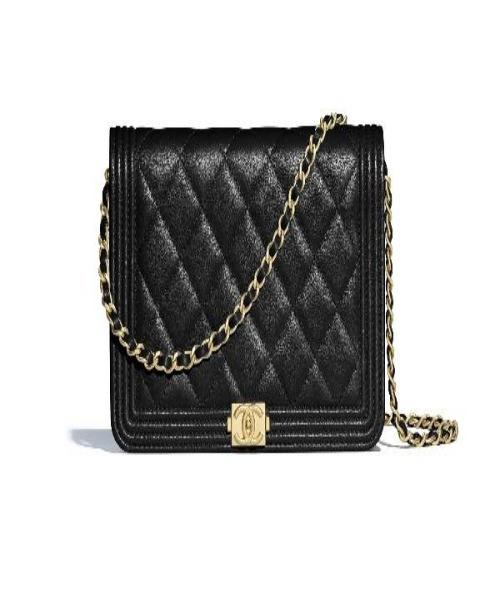 Chanel Le Boy Wallet On Chain – WOC Grained Calfskin Gold-Toned Black