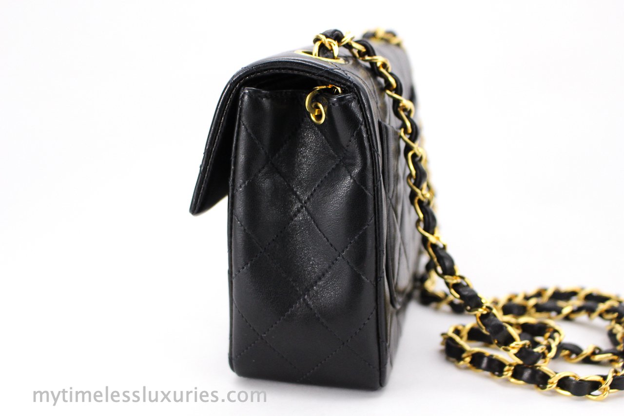 Chanel Mini Flap Bag Black Lambskin Gold Hardware