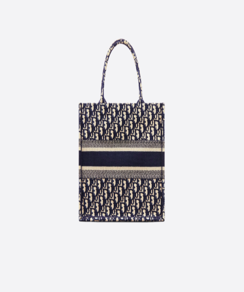 Dior Book Tote Bag In Embroidered Canvas Blue Dior Oblique