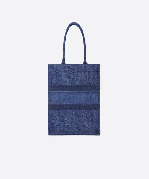 Dior Small Blue Dior Oblique Embroidered Denim Dior Book Tote