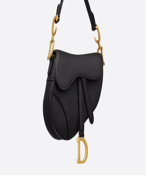 Dior Mini Saddle Bag In Black Calfskin