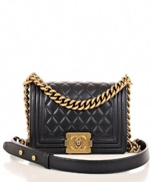 Small Boy Chanel Handbag Black-Gold