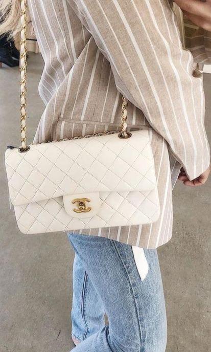 Chanel Classic Medium Handbag White Chanel Classic Medium Handbag White