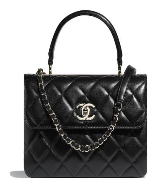 Chanel Small Flap Bag With Top Handle Black-Silver