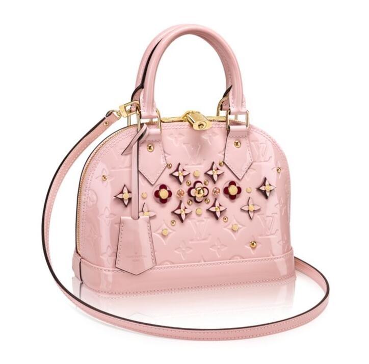 LV Alma BB Tote Bag Monogram Vernis Rose Ballerine