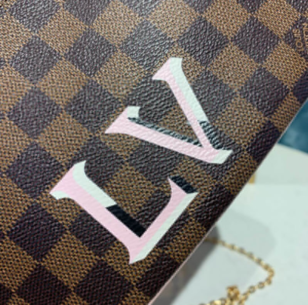 LV Double Zip Pochette Damier Ebene LV Print