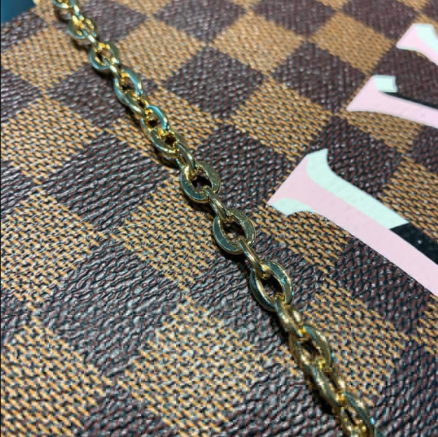 LV Double Zip Pochette Damier Ebene LV Print