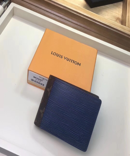 LV Patchwork Multiple Wallet Epi Leather Blue