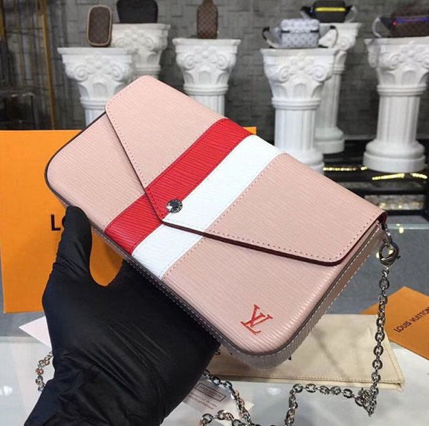 LV Pochette Felicie Epi Leather Rose Ballerine