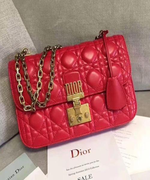 Dior Lambskin DiorAddict Flap Bag Red