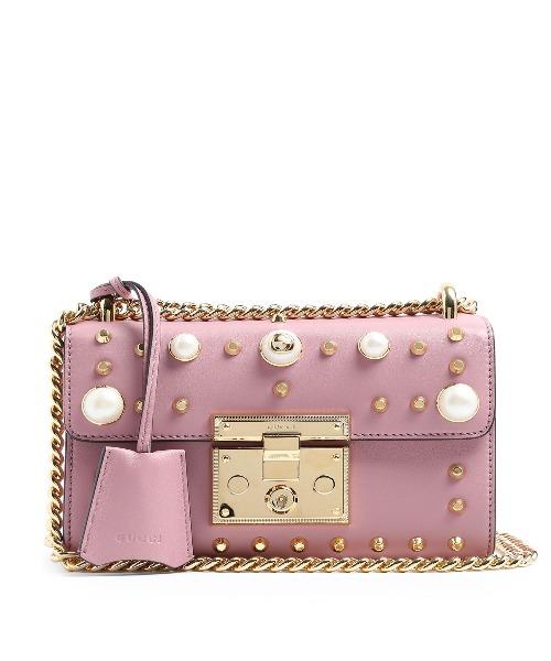 Gucci Padlock Shoulder Bag Pink With Pearls