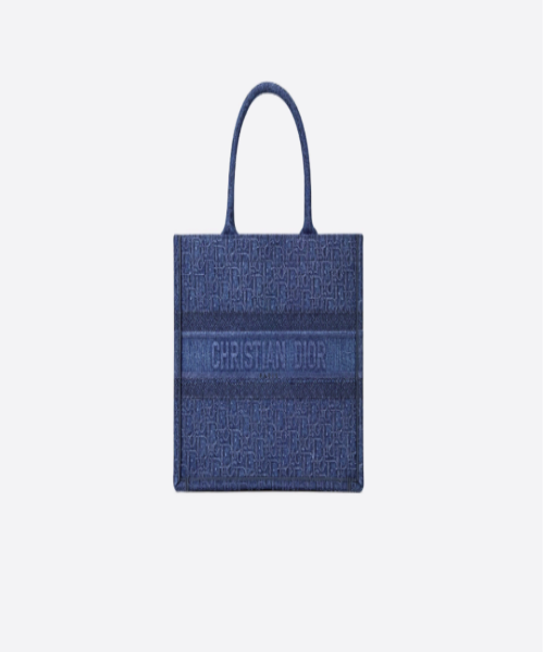 Dior Small Blue Dior Oblique Embroidered Denim Dior Book Tote