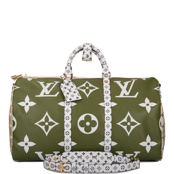 LV Keepall Bandouliere 50 Giant Monogram Green/Beige