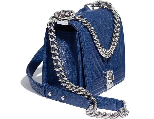 Chanel Boy Medium Handbag Navy Blue
