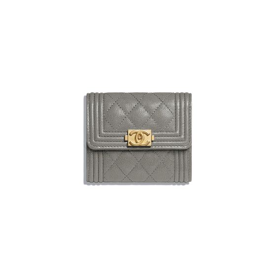 Chanel Boy Small Flap Wallet Grey