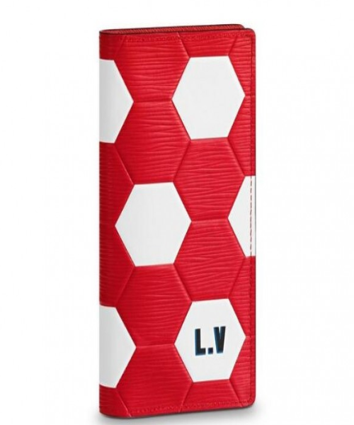 LV Brazza Wallet Epi Leather Hexagon Red