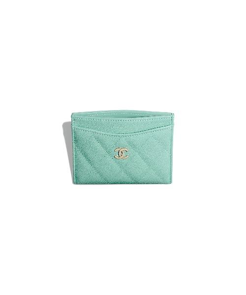 Chanel Classic Card Holder Iridescent Turquoise