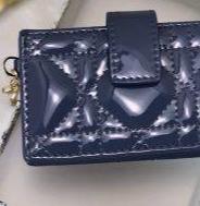 Lady Dior Calfskin Card Holder Denim Blue