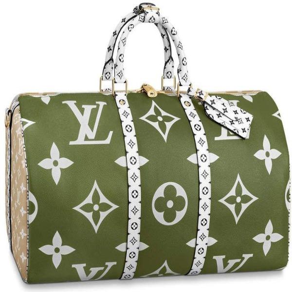 LV Keepall Bandouliere 50 Giant Monogram Green/Beige