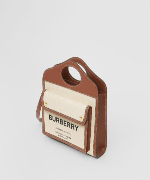 Burberry Mini Two-Tone Canvas And Leather Pocket Bag Brown