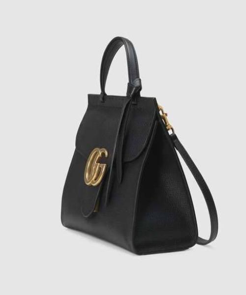 Gucci GG Marmont Small Top Handle Bag Lightweight Leather Black