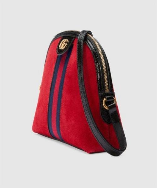 Gucci Ophidia Small Shoulder Bag In Hibiscus Red Suede