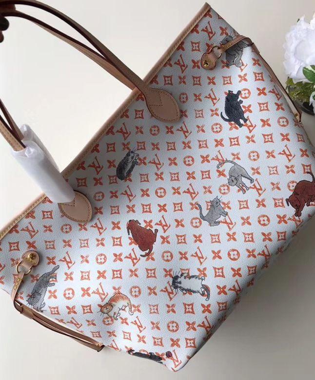 LV Neverfull MM Catogram White/Orange