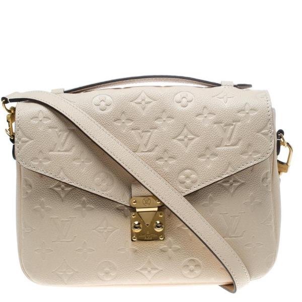 LV Pochette Metis Monogram Empreinte Leather Creme