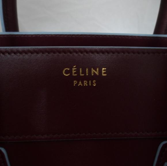 Celine Nano Luggage Tote Burgundy
