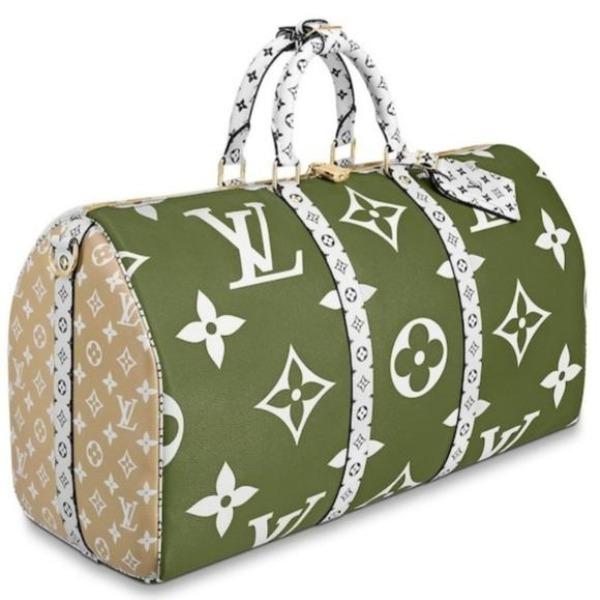 LV Keepall Bandouliere 50 Giant Monogram Green/Beige