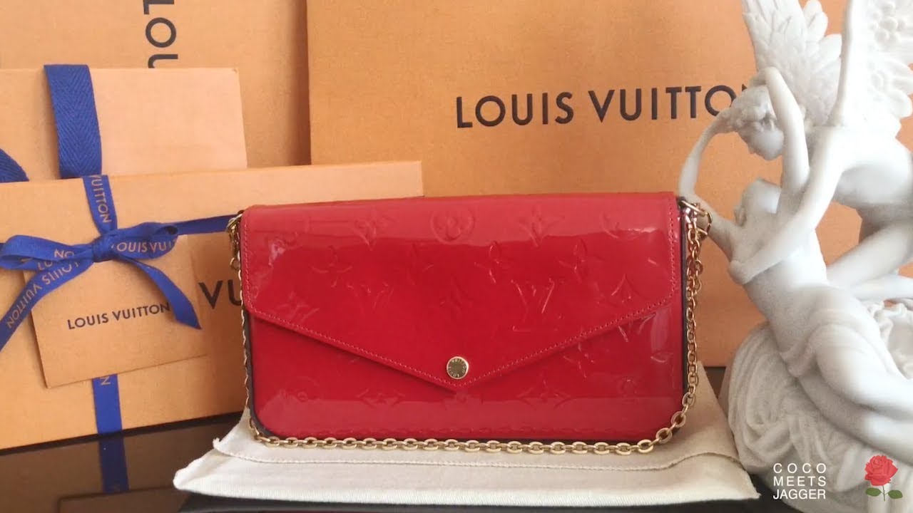 LV Pochette Felicie Bag Monogram Leather Cerise