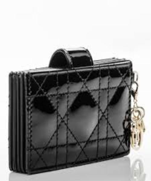 Lady Dior Calfskin Card Holder Black