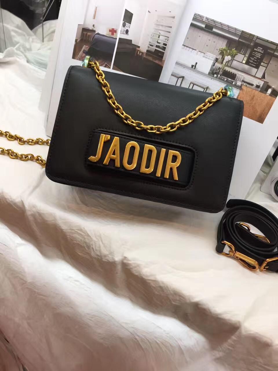 J’Adior Calfskin Flap Bag Black