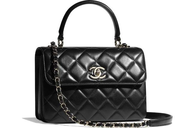 Chanel Small Flap Bag With Top Handle Black-Ruthenium