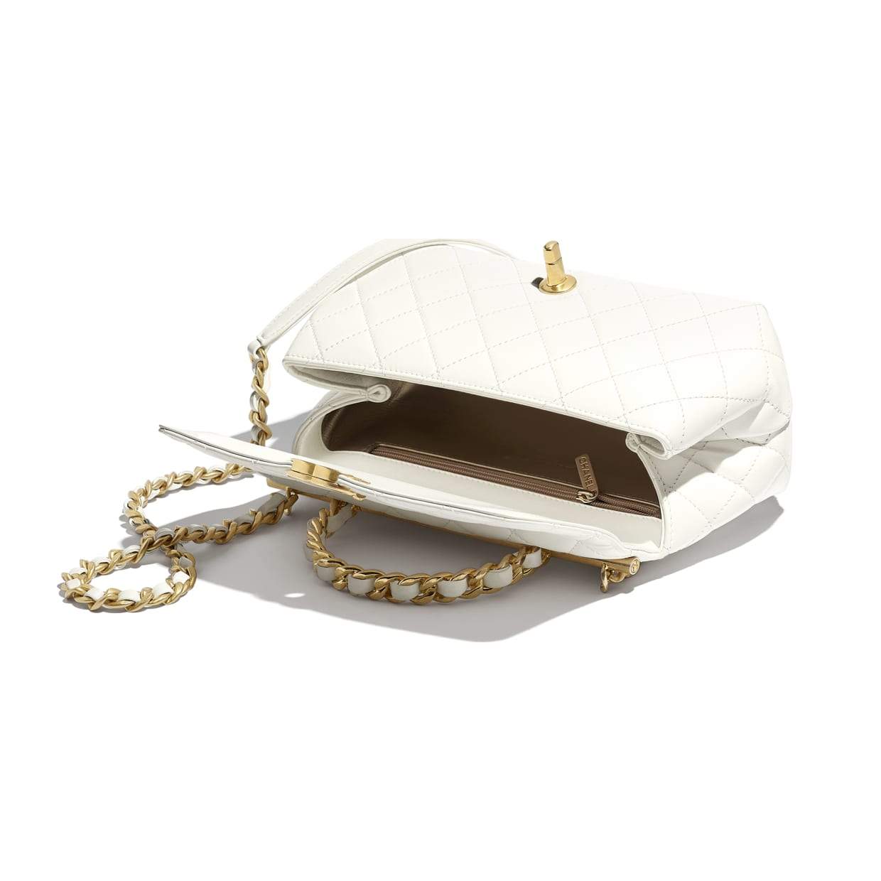 Chanel Small Flap Bag With Top Handle White