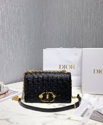 Dior Wavy-Effect 30 Montaigne Bag With Chain Black