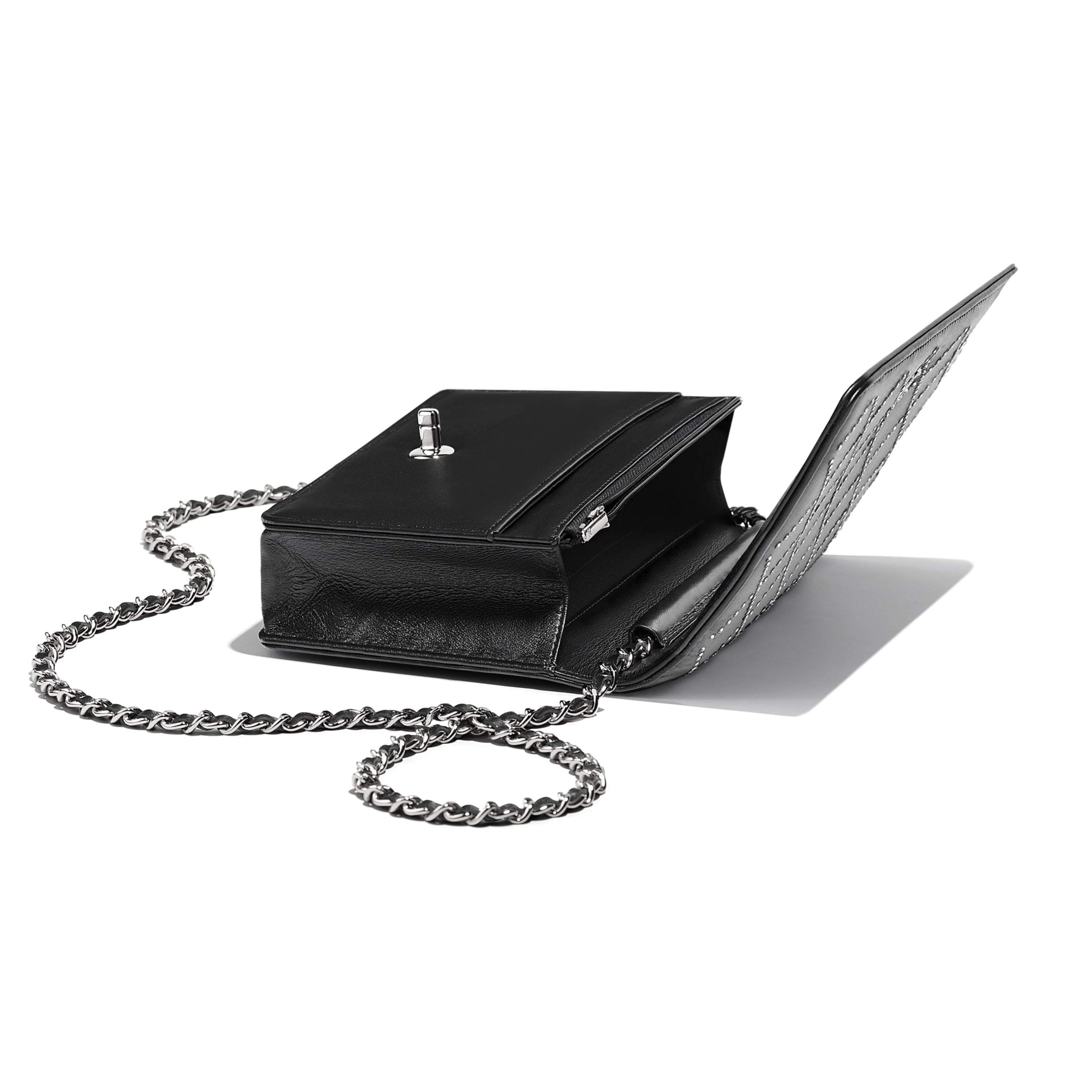 Chanel Wallet On Chain – WOC Grained Quilted Calfskin Black Studded